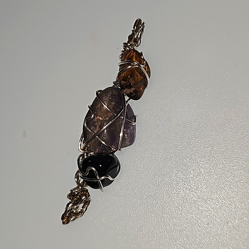 Wire wrapped 3 stone pendant